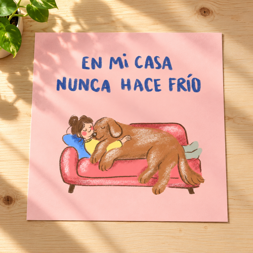 Lámina sobre una mesa, sin marco
