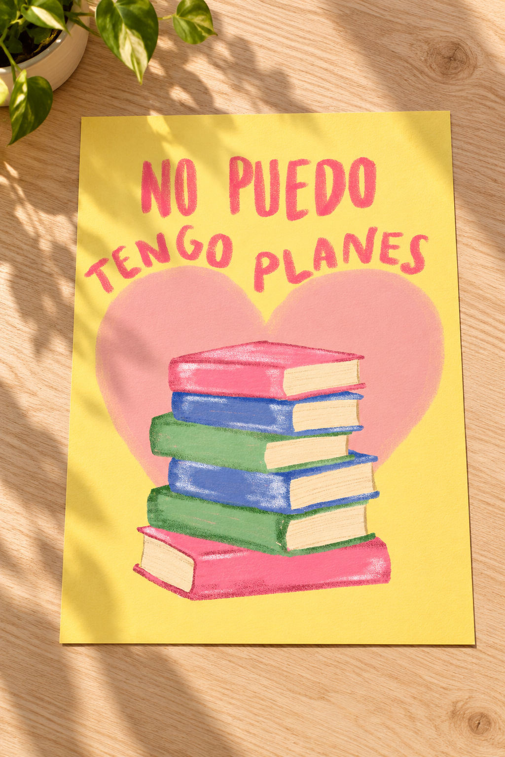 Lámina sobre una mesa, sin marco