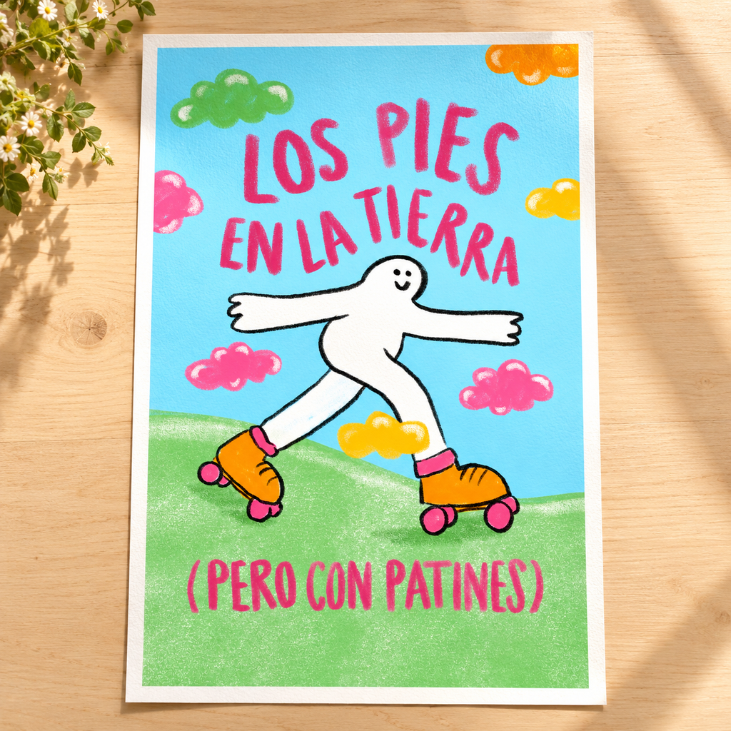 Lámina impresa sobre una mesa, sin marco