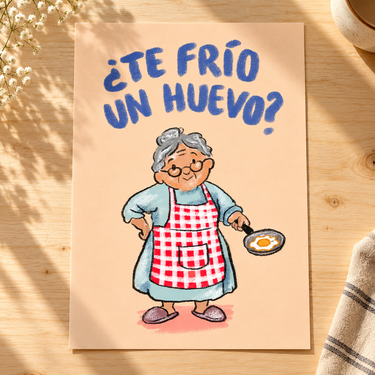 Lámina impresa sobre una mesa, sin marco